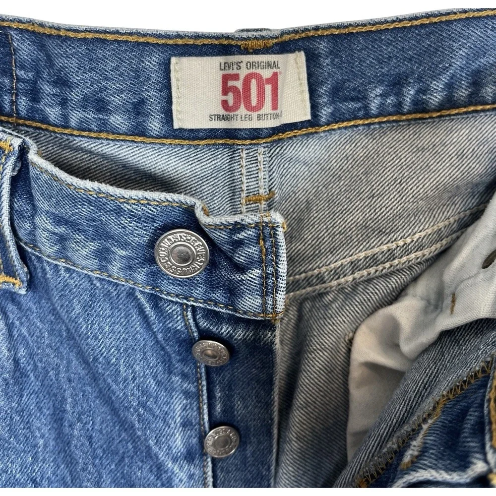 VTG LEVI'S Original 501 34x31‎ Mens Jeans Straight Button Fly Med Blue Wash Y2K